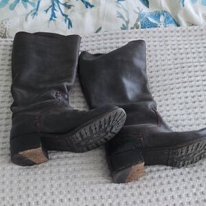 Frye Women's Dark Brown Mid-Calf Leather Heeled Boots